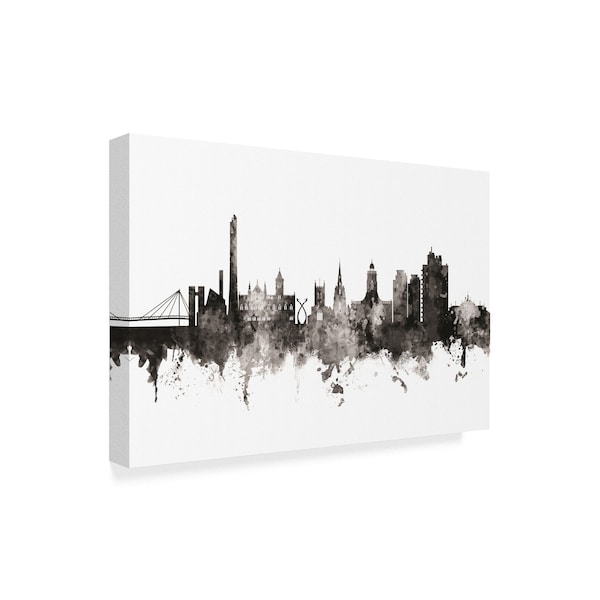 Michael Tompsett 'Northampton England Skyline Black White' Canvas Art,16x24